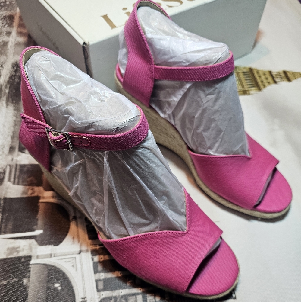 LifeStride Tess Espadrille wedge sandal color Pink women's size 9 with box - Picture 3 of 7